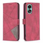For OPPO A78 4G Magnetic Buckle Rhombus Texture Leather Phone Case(Red) - 1