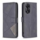 For OPPO A78 5G Magnetic Buckle Rhombus Texture Leather Phone Case(Black) - 1