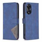 For OPPO A78 5G Magnetic Buckle Rhombus Texture Leather Phone Case(Blue) - 1