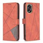 For OPPO A38 4G Magnetic Buckle Rhombus Texture Leather Phone Case(Brown) - 1