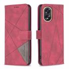 For OPPO A38 4G Magnetic Buckle Rhombus Texture Leather Phone Case(Red) - 1