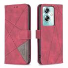 For OPPO A79 5G Magnetic Buckle Rhombus Texture Leather Phone Case(Red) - 1