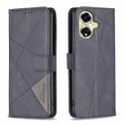 For OPPO A59 5G Magnetic Buckle Rhombus Texture Leather Phone Case(Black) - 1