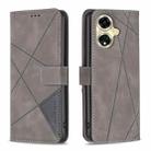 For OPPO A59 5G Magnetic Buckle Rhombus Texture Leather Phone Case(Grey) - 1