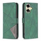 For OPPO A59 5G Magnetic Buckle Rhombus Texture Leather Phone Case(Green) - 1