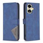 For OPPO A59 5G Magnetic Buckle Rhombus Texture Leather Phone Case(Blue) - 1