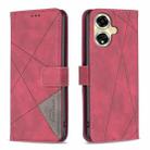 For OPPO A59 5G Magnetic Buckle Rhombus Texture Leather Phone Case(Red) - 1