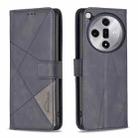 For OPPO Find X7 Magnetic Buckle Rhombus Texture Leather Phone Case(Black) - 1