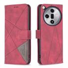 For OPPO Find X7 Magnetic Buckle Rhombus Texture Leather Phone Case(Red) - 1