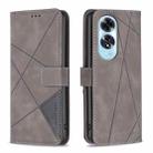 For OPPO A60 Magnetic Buckle Rhombus Texture Leather Phone Case(Grey) - 1