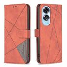 For OPPO A60 Magnetic Buckle Rhombus Texture Leather Phone Case(Brown) - 1