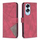 For OPPO A60 Magnetic Buckle Rhombus Texture Leather Phone Case(Red) - 1