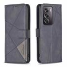 For OPPO Reno12 Pro Global Magnetic Buckle Rhombus Texture Leather Phone Case(Black) - 1