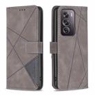 For OPPO Reno12 Pro Global Magnetic Buckle Rhombus Texture Leather Phone Case(Grey) - 1