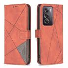 For OPPO Reno12 Pro Global Magnetic Buckle Rhombus Texture Leather Phone Case(Brown) - 1