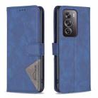 For OPPO Reno12 Pro Global Magnetic Buckle Rhombus Texture Leather Phone Case(Blue) - 1