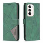 For OPPO Reno12 Global Magnetic Buckle Rhombus Texture Leather Phone Case(Green) - 1