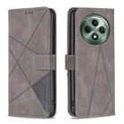 For OPPO Reno12 F 5G Magnetic Buckle Rhombus Texture Leather Phone Case(Grey) - 1