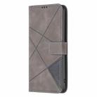 For OPPO Reno12 F 5G Magnetic Buckle Rhombus Texture Leather Phone Case(Grey) - 3