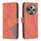 For OPPO Reno12 F 5G Magnetic Buckle Rhombus Texture Leather Phone Case(Brown) - 1