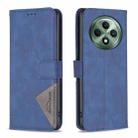 For OPPO Reno12 F 5G Magnetic Buckle Rhombus Texture Leather Phone Case(Blue) - 1