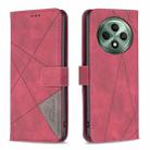 For OPPO Reno12 F 5G Magnetic Buckle Rhombus Texture Leather Phone Case(Red) - 1