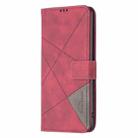 For OPPO Reno12 F 5G Magnetic Buckle Rhombus Texture Leather Phone Case(Red) - 3