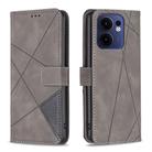 For OPPO Reno13 F 5G Magnetic Buckle Rhombus Texture Leather Phone Case(Grey) - 1