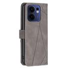 For OPPO Reno13 F 5G Magnetic Buckle Rhombus Texture Leather Phone Case(Grey) - 3
