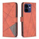 For OPPO Reno13 F 5G Magnetic Buckle Rhombus Texture Leather Phone Case(Brown) - 1