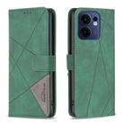 For OPPO Reno13 F 5G Magnetic Buckle Rhombus Texture Leather Phone Case(Green) - 1