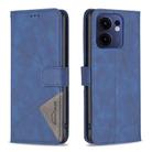 For OPPO Reno13 F 5G Magnetic Buckle Rhombus Texture Leather Phone Case(Blue) - 1