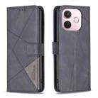 For OPPO A5 Pro 5G Magnetic Buckle Rhombus Texture Leather Phone Case(Black) - 1