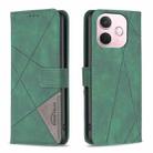 For OPPO A5 Pro 5G Magnetic Buckle Rhombus Texture Leather Phone Case(Green) - 1