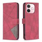 For OPPO A5 Pro 5G Magnetic Buckle Rhombus Texture Leather Phone Case(Red) - 1