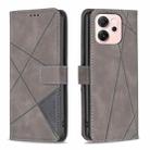 For OPPO Reno14 F 5G Magnetic Buckle Rhombus Texture Leather Phone Case(Grey) - 1