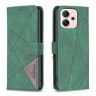 For OPPO Reno14 F 5G Magnetic Buckle Rhombus Texture Leather Phone Case(Green) - 1