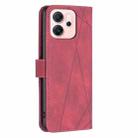 For OPPO Reno14 F 5G Magnetic Buckle Rhombus Texture Leather Phone Case(Red) - 3
