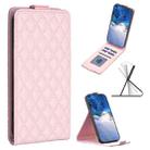 For OPPO A58 4G Diamond Lattice Vertical Flip Leather Phone Case(Pink) - 1