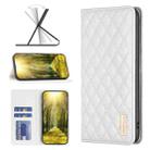 For OPPO A58 4G Diamond Lattice Magnetic Leather Flip Phone Case(White) - 1