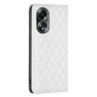 For OPPO A58 4G Diamond Lattice Magnetic Leather Flip Phone Case(White) - 3