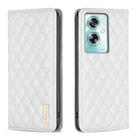 For OPPO A79 5G Diamond Lattice Magnetic Leather Flip Phone Case(White) - 1