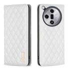 For OPPO Find X7 Diamond Lattice Magnetic Leather Flip Phone Case(White) - 1