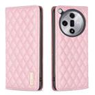 For OPPO Find X7 Diamond Lattice Magnetic Leather Flip Phone Case(Pink) - 1