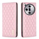 For OPPO Find X7 Ultra Diamond Lattice Magnetic Leather Flip Phone Case(Pink) - 1