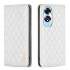 For OPPO A60 Diamond Lattice Magnetic Leather Flip Phone Case(White) - 1