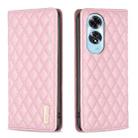 For OPPO A60 Diamond Lattice Magnetic Leather Flip Phone Case(Pink) - 1