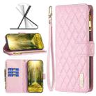 For OPPO A58 4G Diamond Lattice Zipper Wallet Leather Flip Phone Case(Pink) - 1