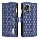 For OPPO A38 4G Diamond Lattice Zipper Wallet Leather Flip Phone Case(Blue) - 1