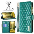For OPPO A98 5G Diamond Lattice Zipper Wallet Leather Flip Phone Case(Green) - 1